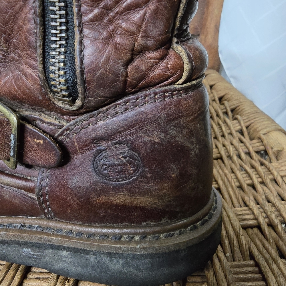 Brown Leather Georgia Wellington Kids‎ Boots Side Zip 13.5 - Picture 3 of 10